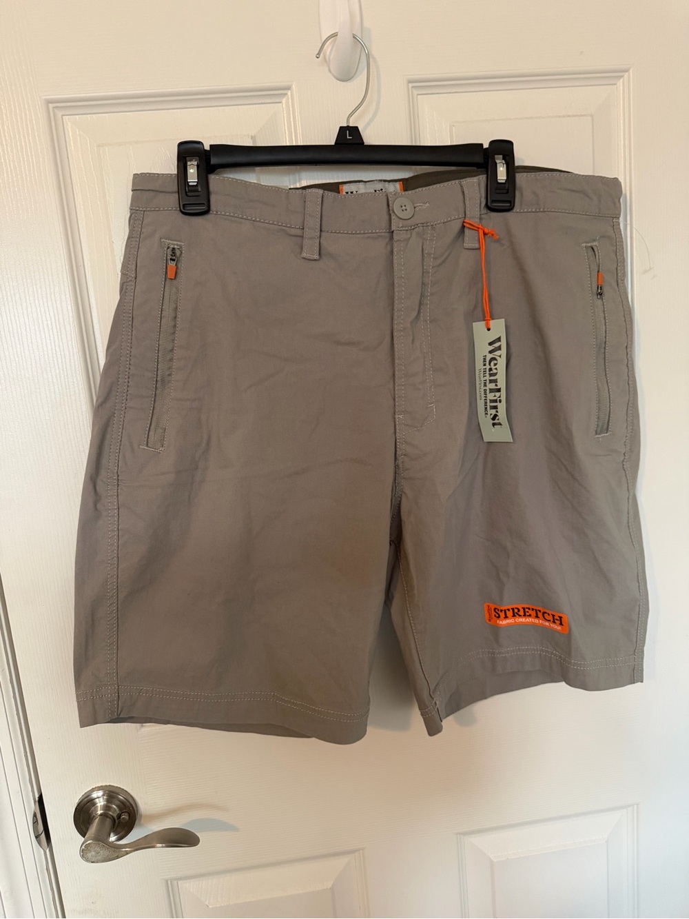 Men's Stretch Hybrid Shorts in Gray with Orange Accents